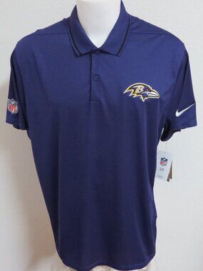 NEW XL RAVENS Purple Nike Dri-Fit Men's #87L Polo Shirt